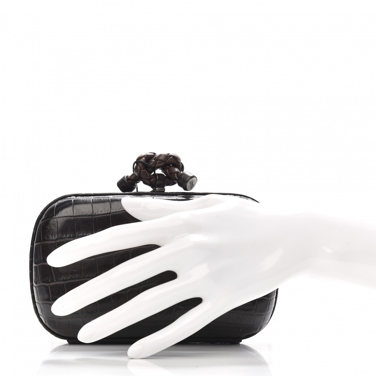 Bottega Veneta Crocodile Knot Clutch Brown 2 of 9