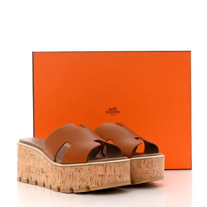 Hermes Calfskin Cork Eze 30 Sandals 38 Marron Glaise 9 of 9