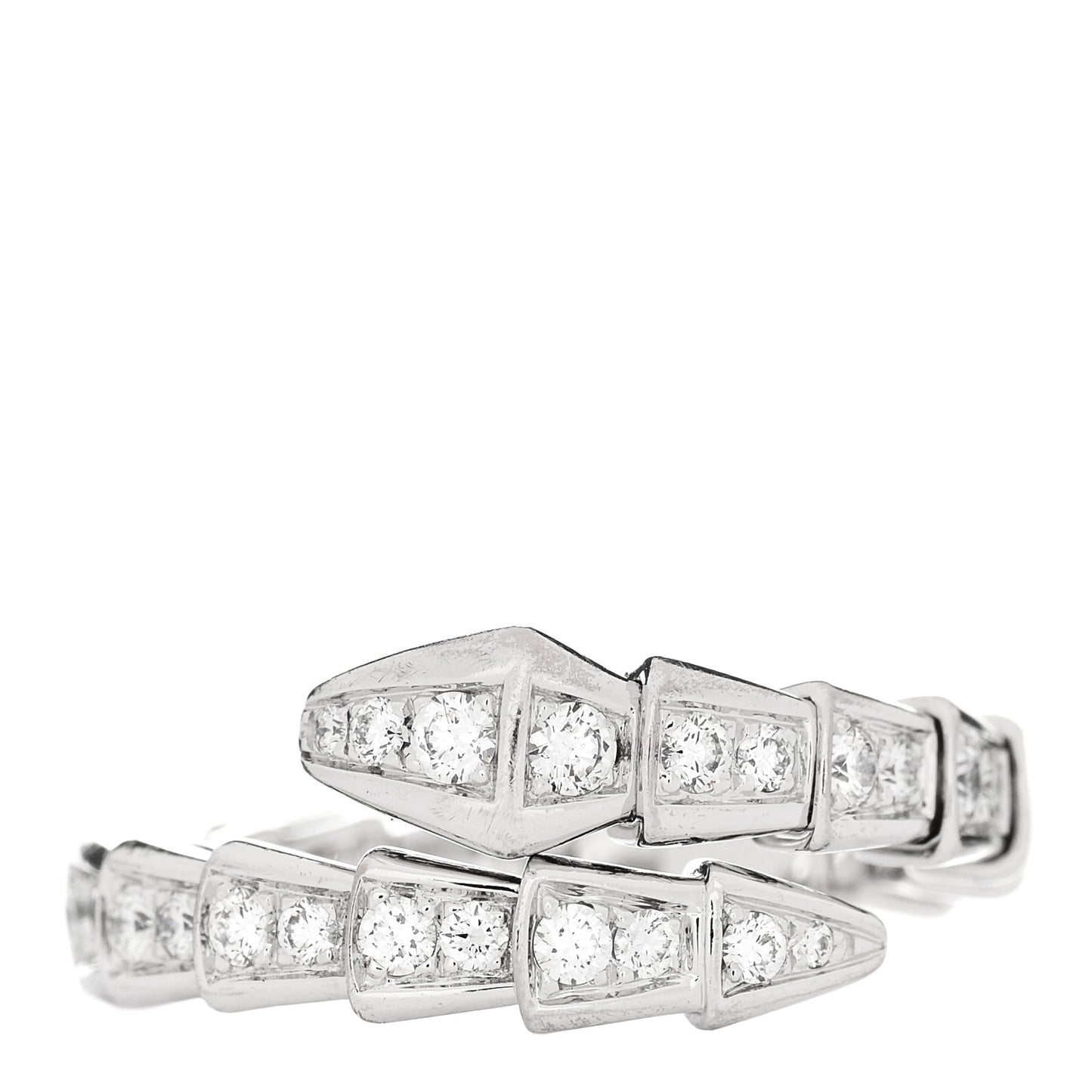 18K White Gold Diamond Serpenti Viper Pave Ring M