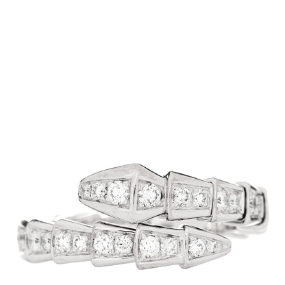 Bulgari 18K White Gold Diamond Serpenti Viper Pave Ring M 1 of 4