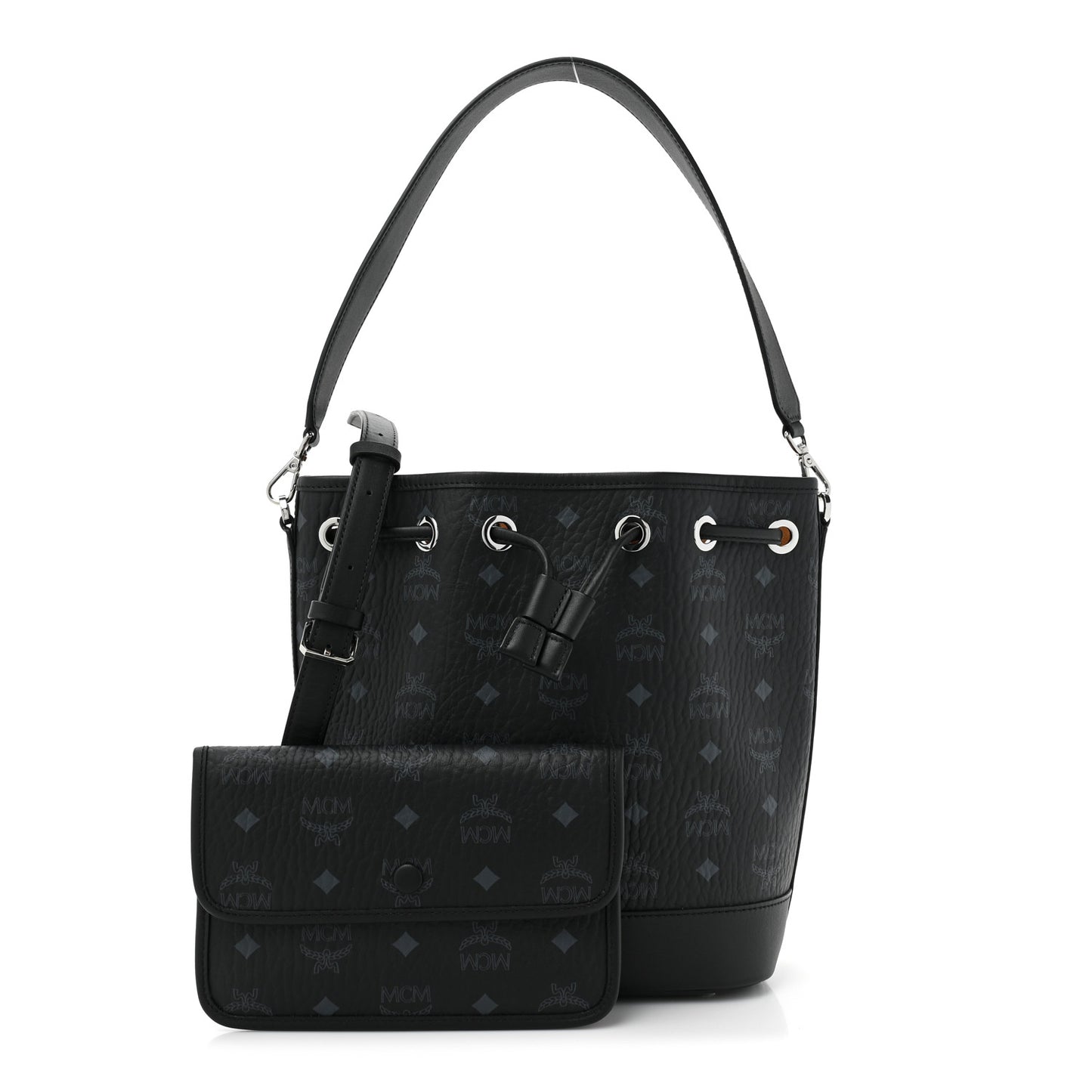 Visetos Medium Dessau Drawstring Bucket Bag Black