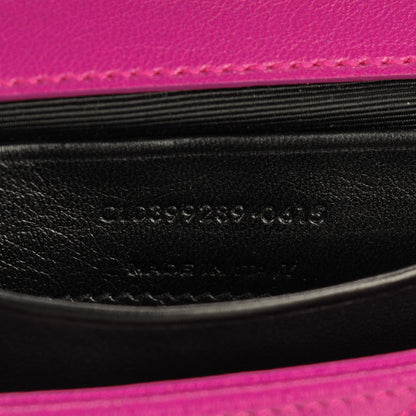 Saint Laurent Sheepskin Matelasse Chevron Classic Monogram Baby Chain Bag Electric Pink 7 of 7