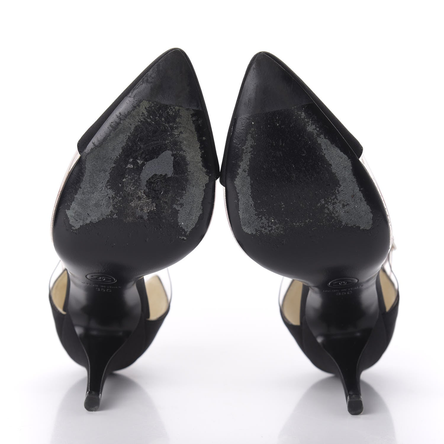 Chanel PVC Silk Crepe Cap Toe CC Pumps 35 Black 5 of 7