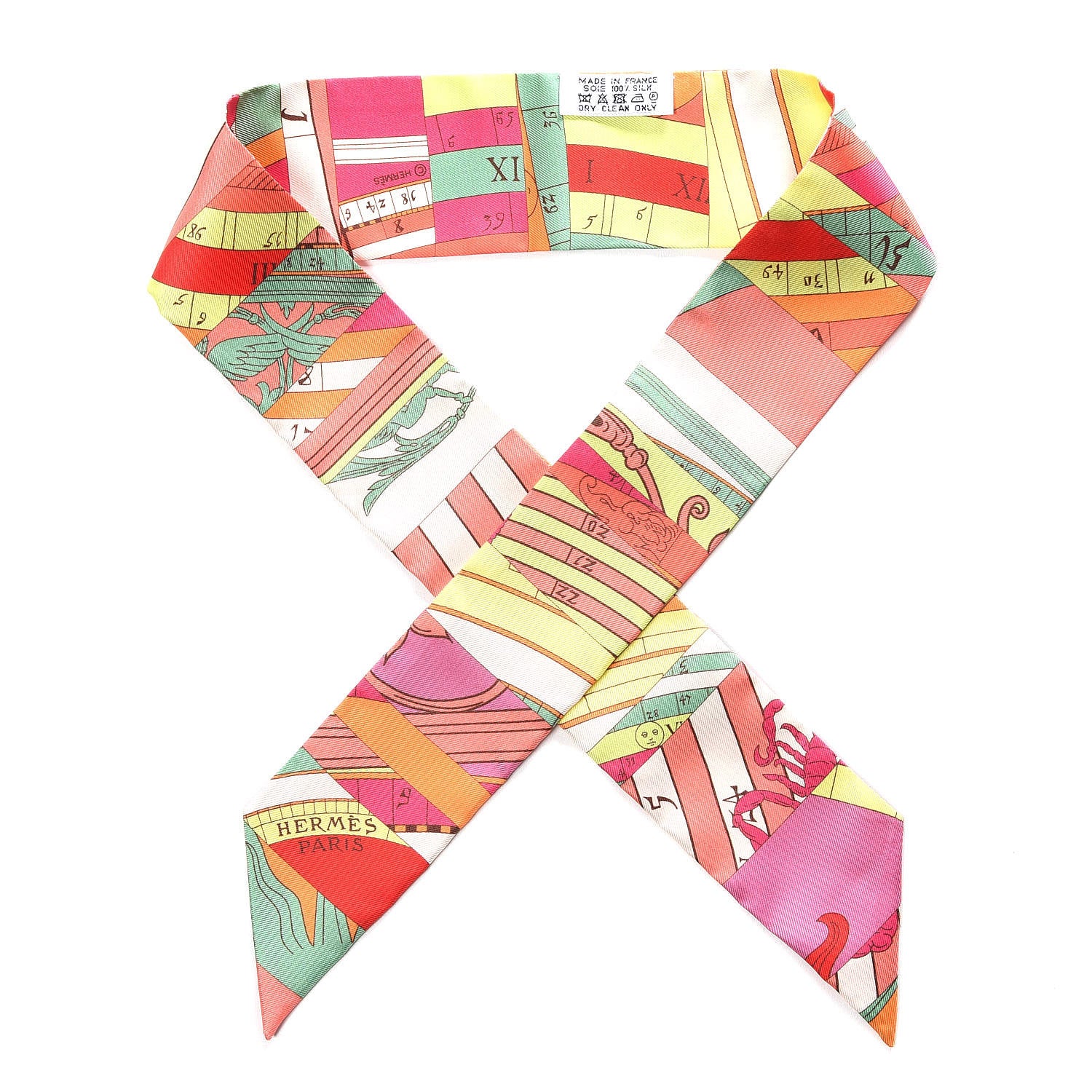 Hermes Silk Astrologie Twilly Rose Corail Vert Fluo 1 of 6