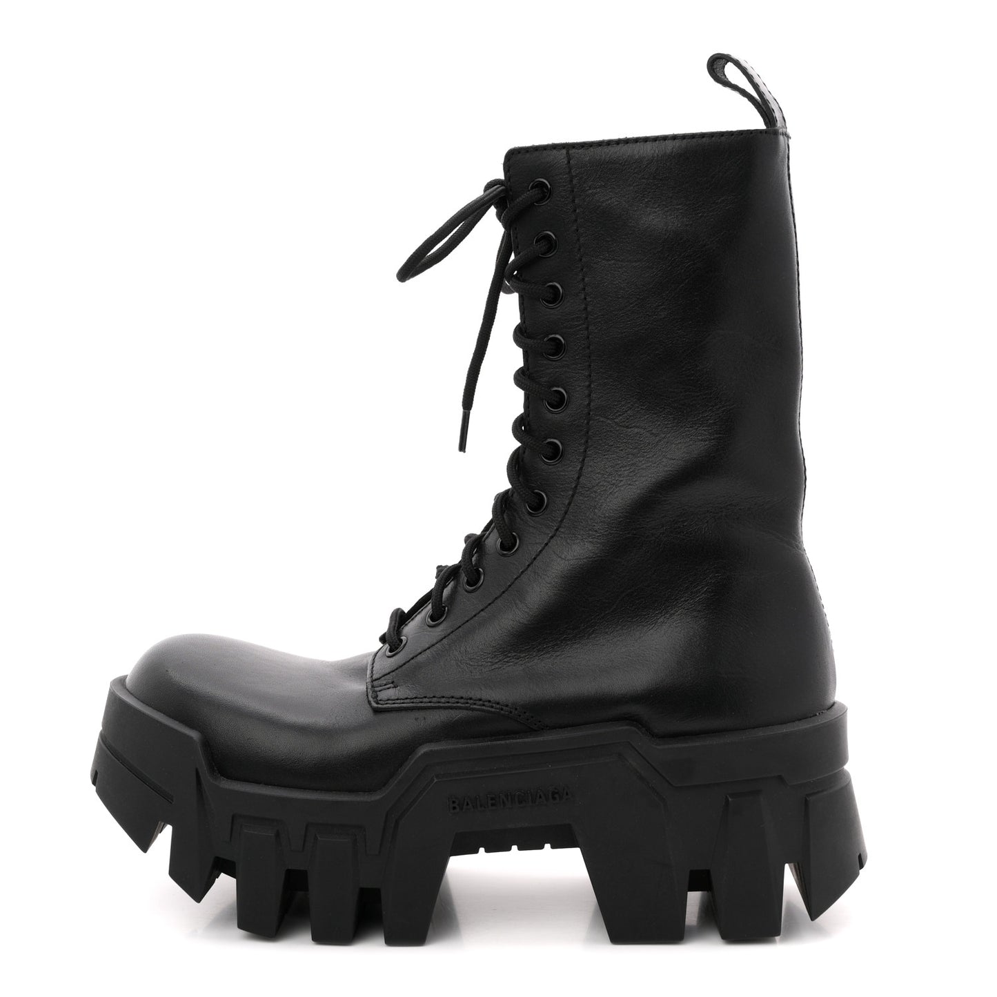 Calfskin Womens Bulldozer Lace Up Boots 37 Black