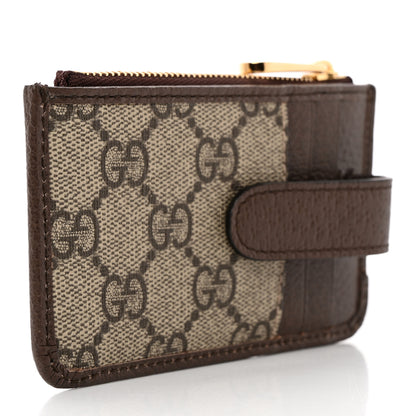 Gucci GG Supreme Monogram Web Ophidia Zip Card Case Brown 3 of 11