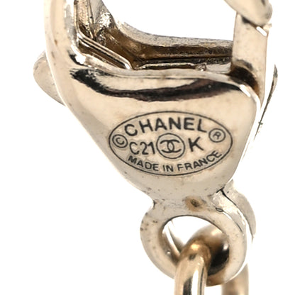 Chanel Crystal Textured CC Pendant Necklace Gold 5 of 5