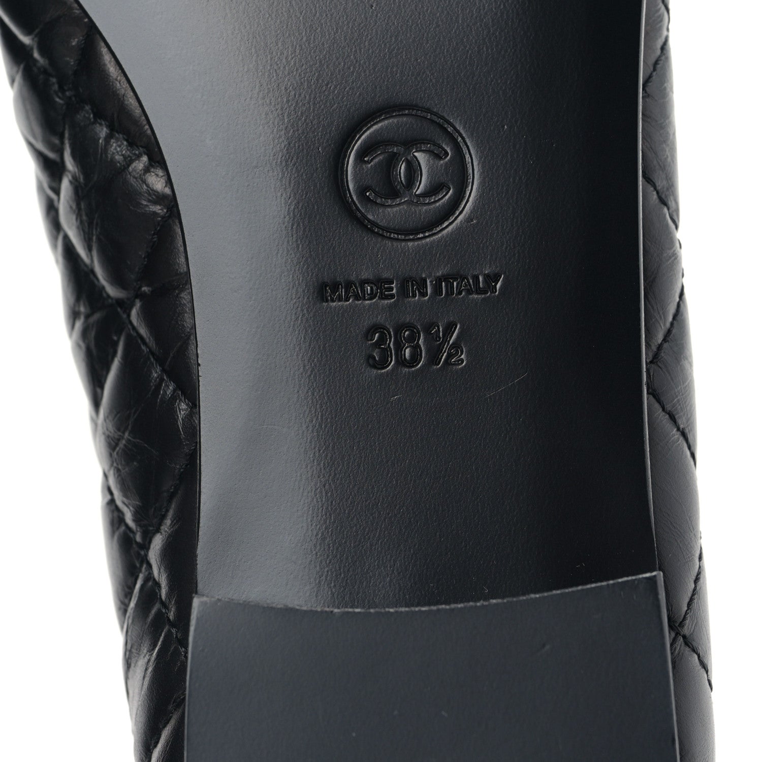 Chanel Aged Calfskin Quilted CC Cap Toe Ballerina Flats 38.5 Black 6 of 9