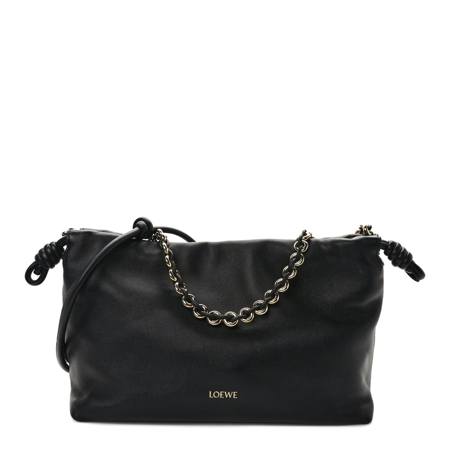 Mellow Nappa Donut Chain Flamenco Knot Clutch Black