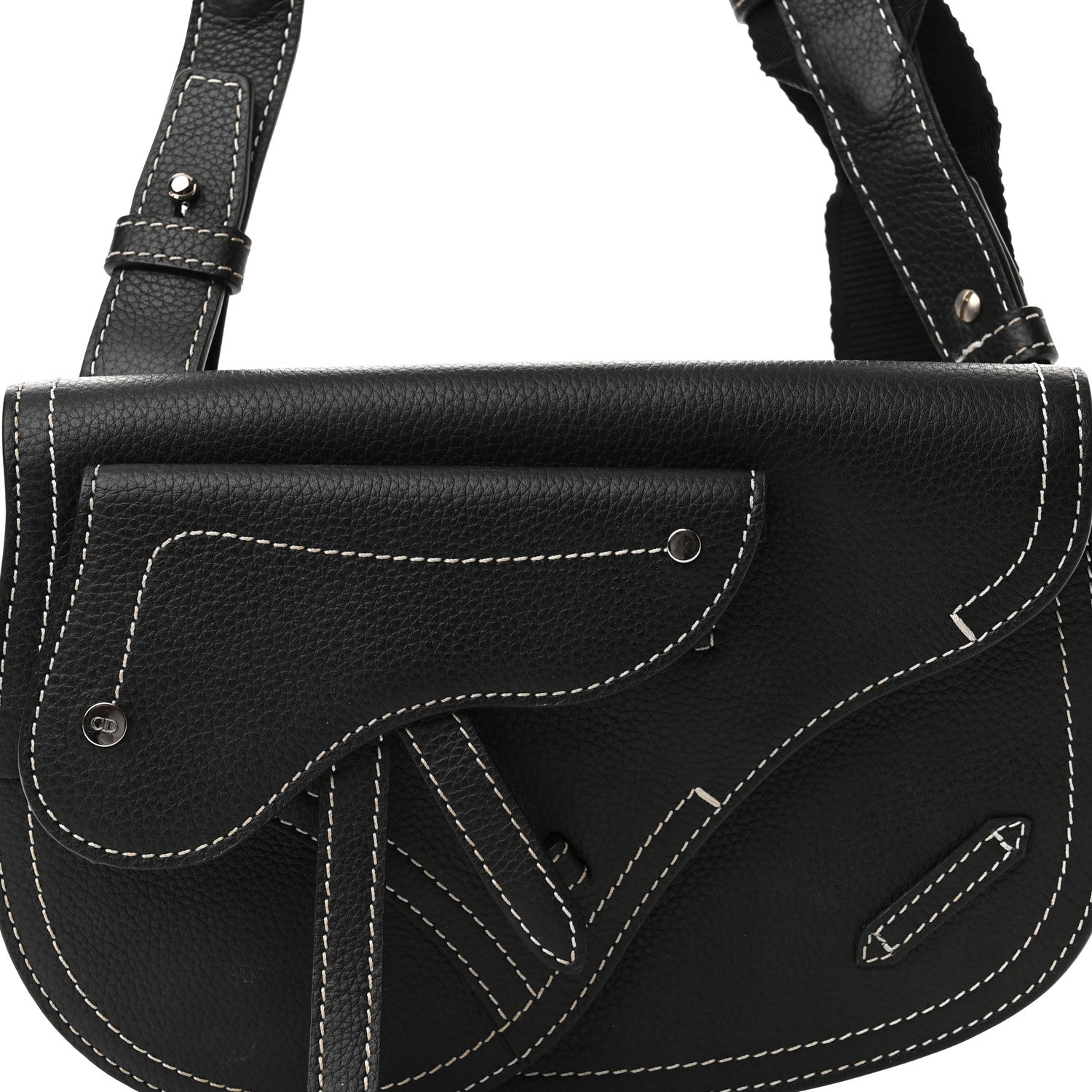 Christian Dior X KAWS Grained Calfskin Saddle Pouch Black 7 of 9