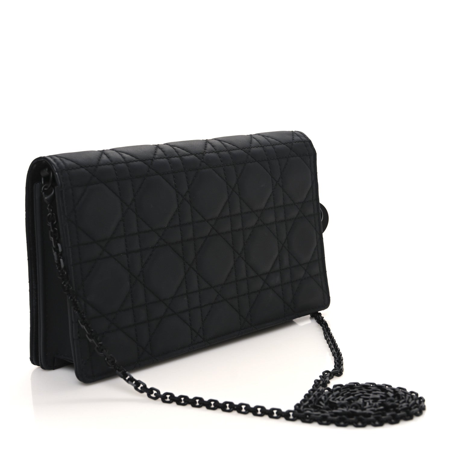 Christian Dior Ultra Matte Calfskin Cannage Lady Dior Clutch Black 2 of 10