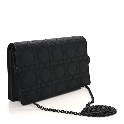 Christian Dior Ultra Matte Calfskin Cannage Lady Dior Clutch Black 2 of 10