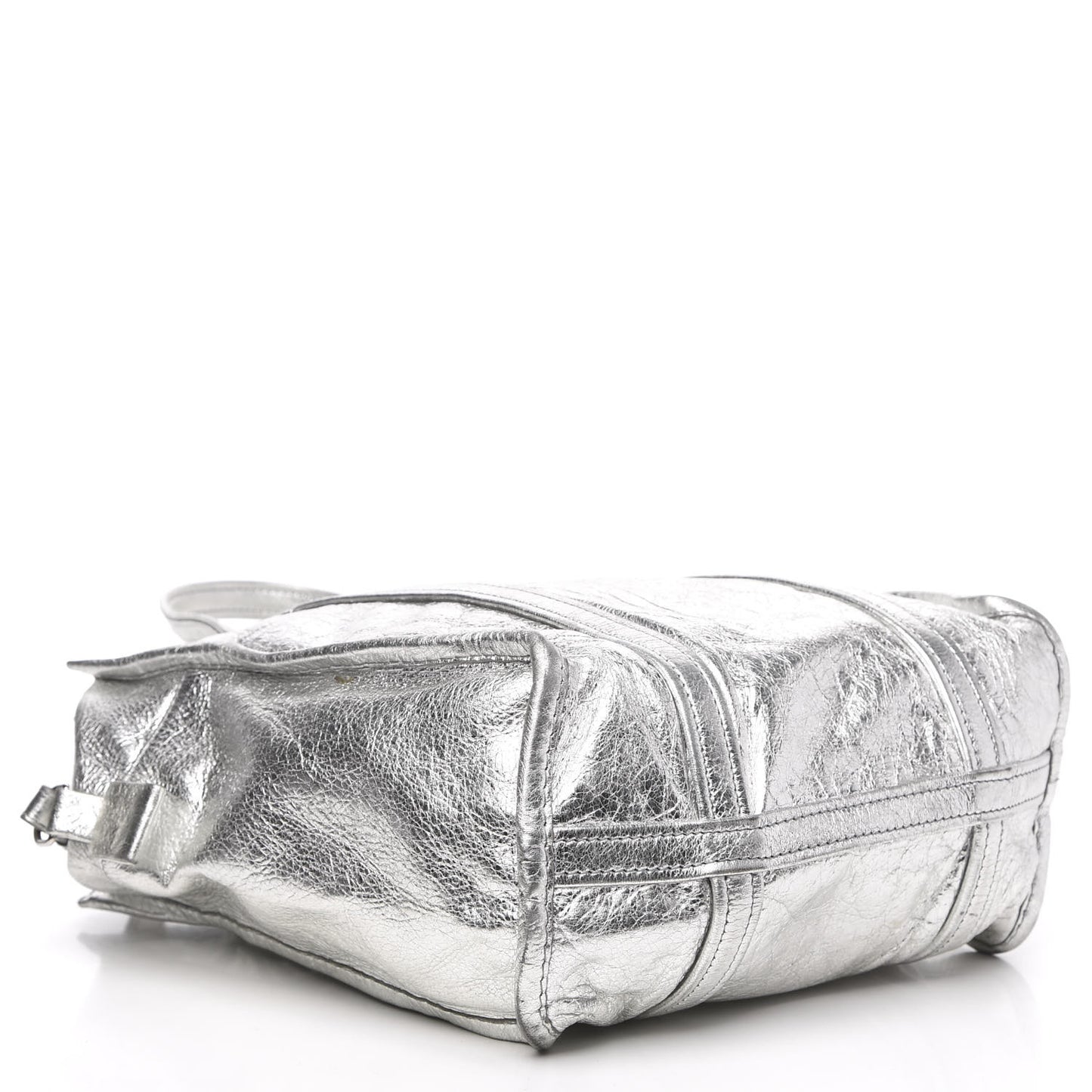 Metallic Calfskin S Bazar Shopper Tote Silver Hardware