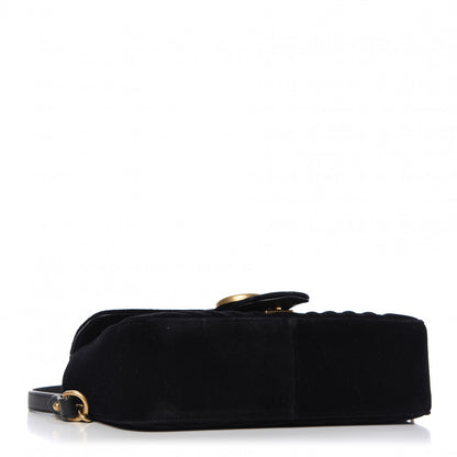Gucci Velvet Matelasse Small GG Marmont Shoulder Bag Black 4 of 9
