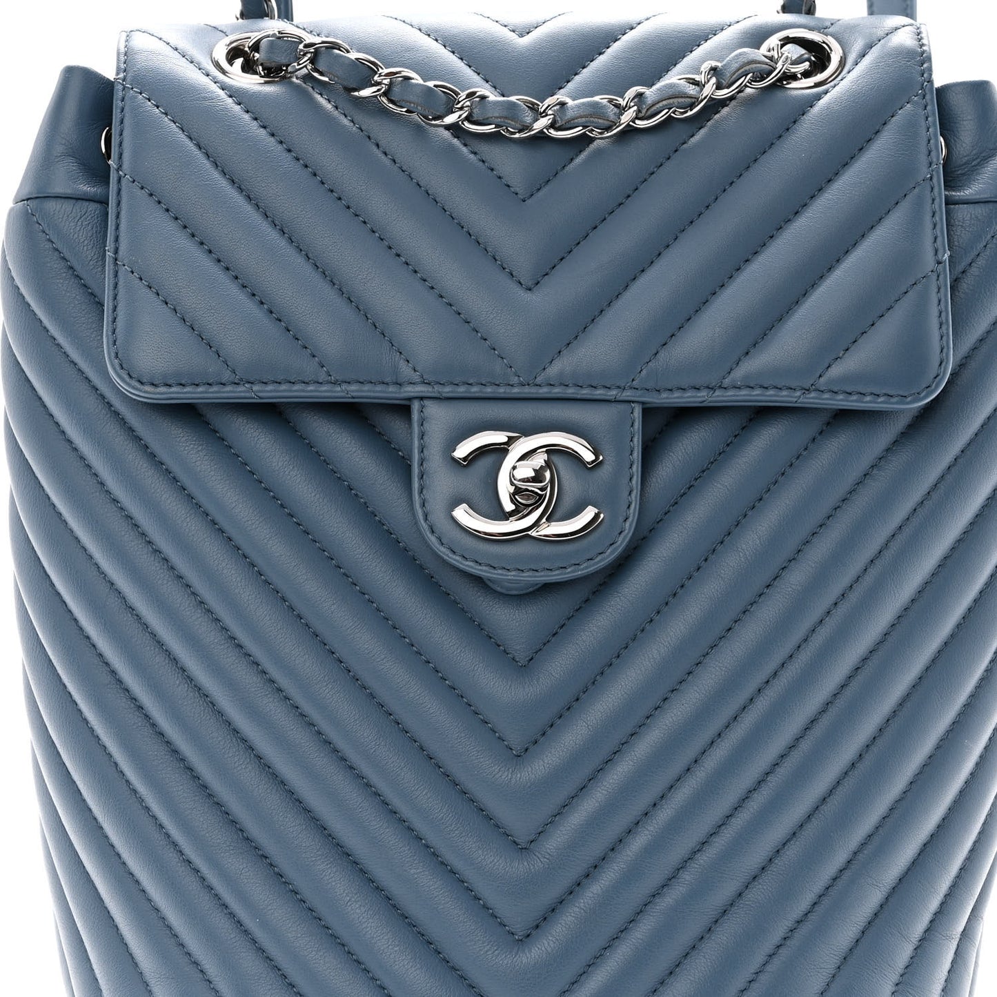Calfskin Chevron Quilted Small Urban Spirit Backpack Light Blue