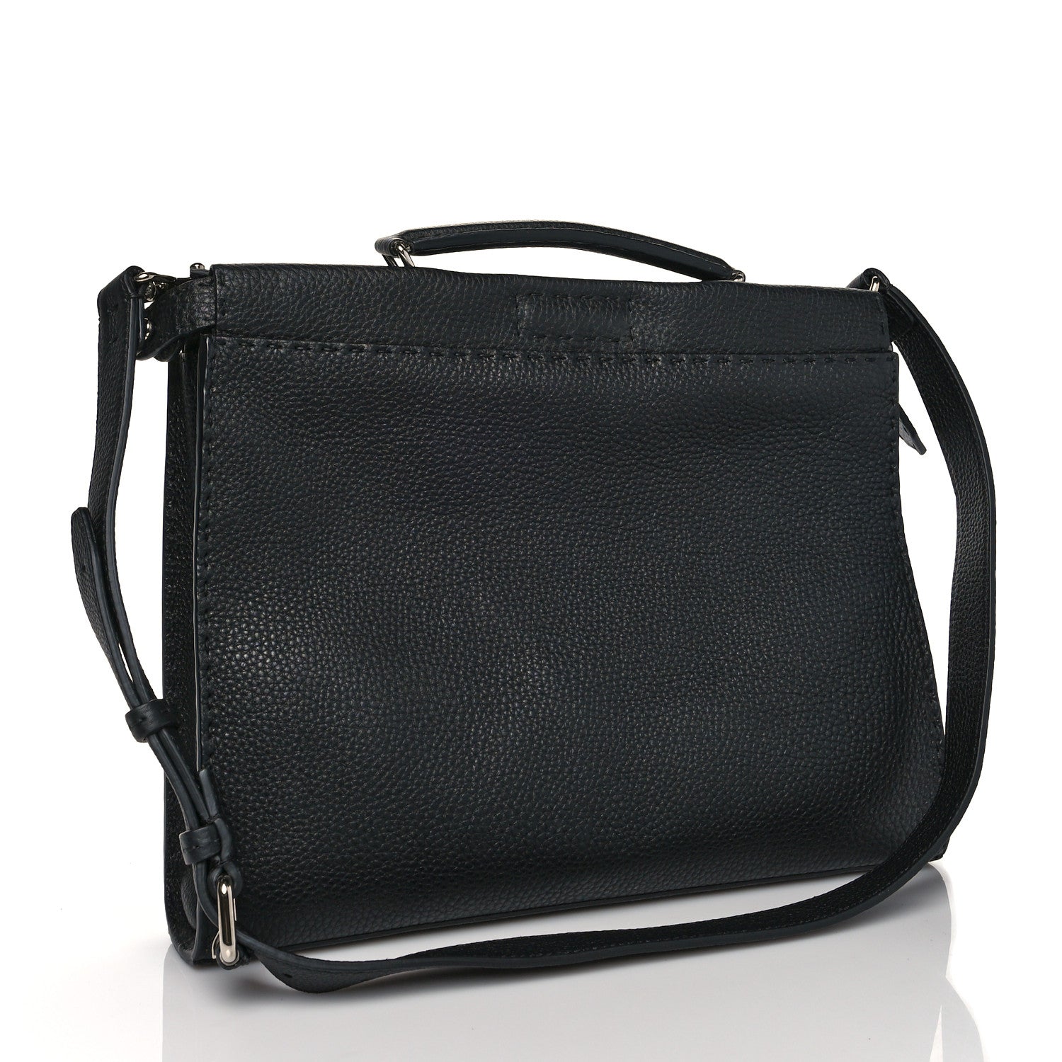 Fendi Cuoio Romano Selleria Monster Eyes Large Peekaboo Iconic Fit Satchel Black 4 of 12
