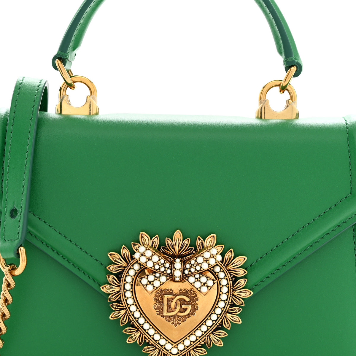 Dolce & Gabbana Smooth Calfskin Small Devotion Envelope Top Handle Bag Green 7 of 10