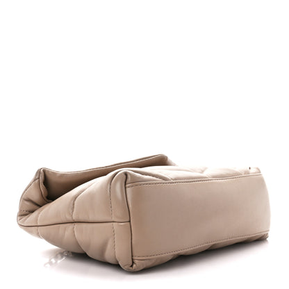 Saint Laurent Lambskin Quilted Toy Loulou Puffer Monogram Chain Satchel Dark Beige 4 of 13