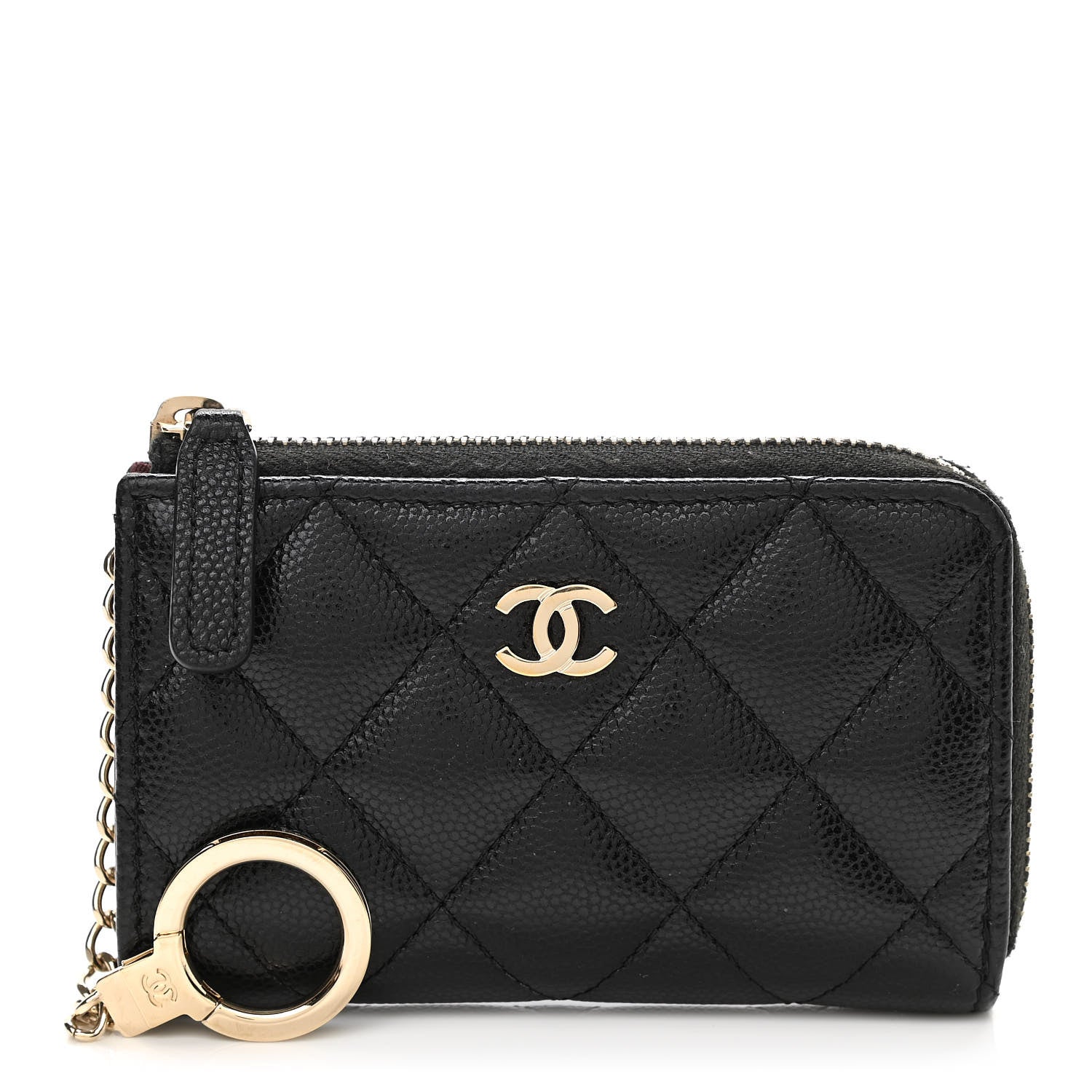 Chanel Caviar Quilted Zipped Key Holder Case Black 1 of 8