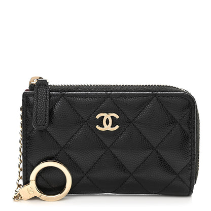 Chanel Caviar Quilted Zipped Key Holder Case Black 1 of 8
