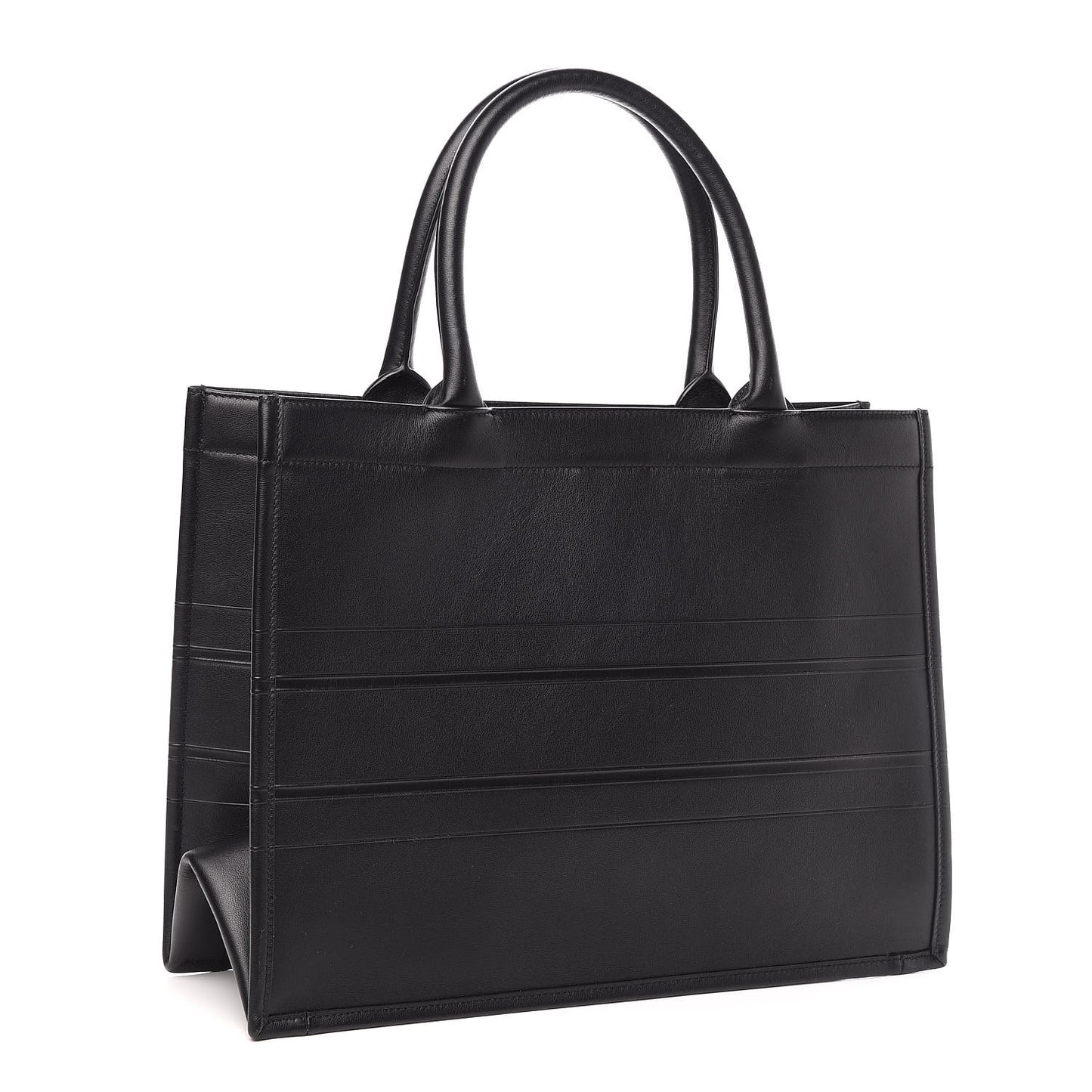 Calfskin Embossed Medium Book Tote Black
