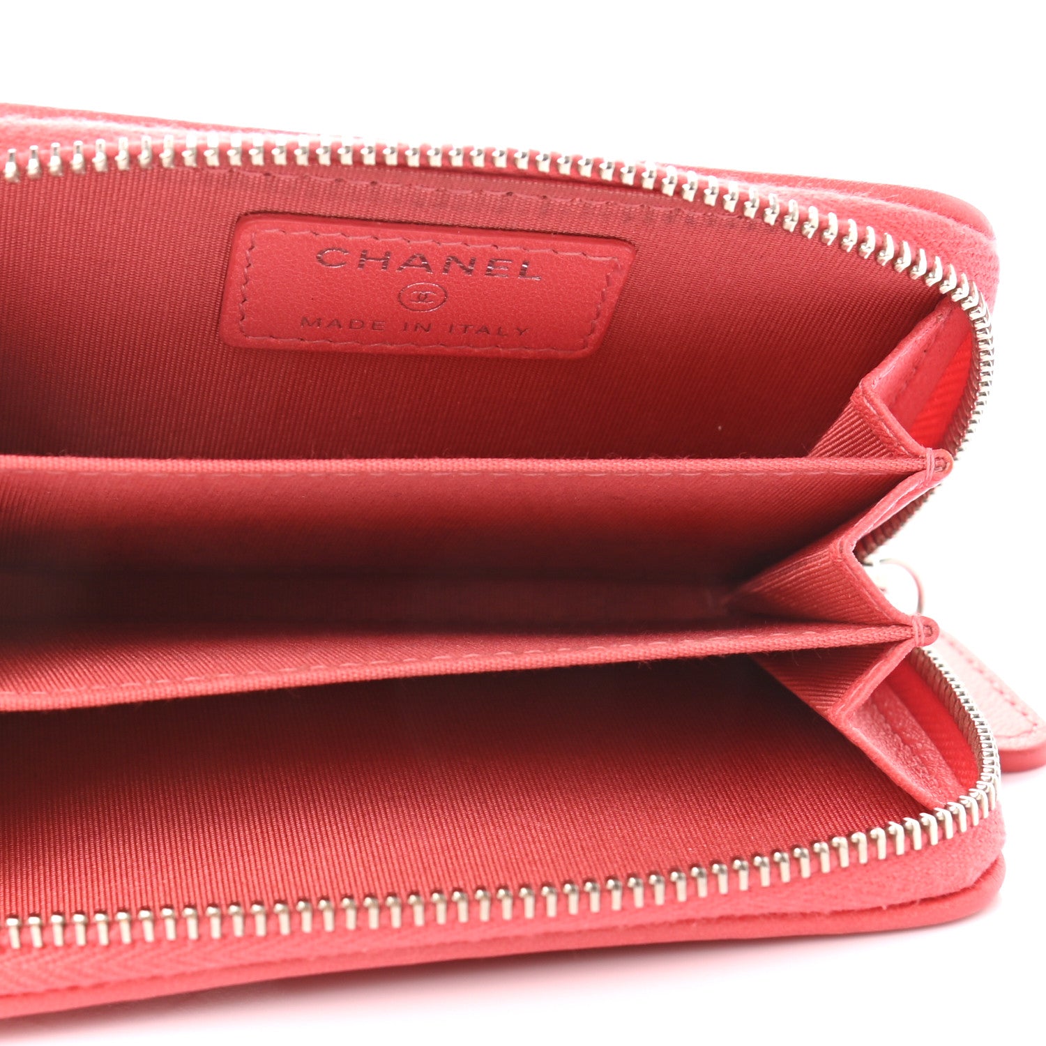 Chanel Calfskin Quilted Bi-Color Zip Coin Purse Red Pink 5 of 9