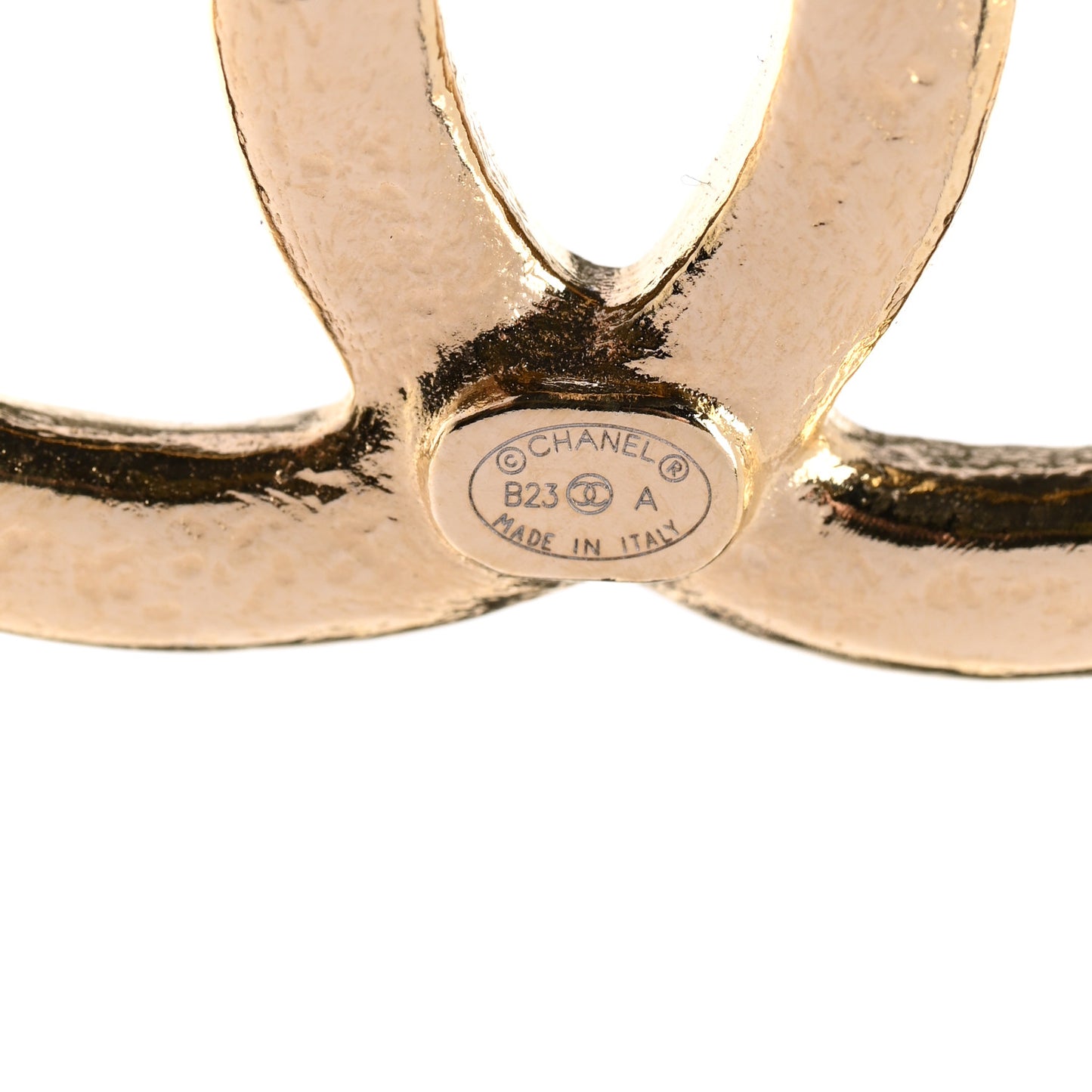 Metal Textured CC Earrings Gold