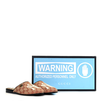 Gucci X MLB Monogram NY Yankees Embroidered Womens GG Slippers 38.5 Beige Ruggine 8 of 8