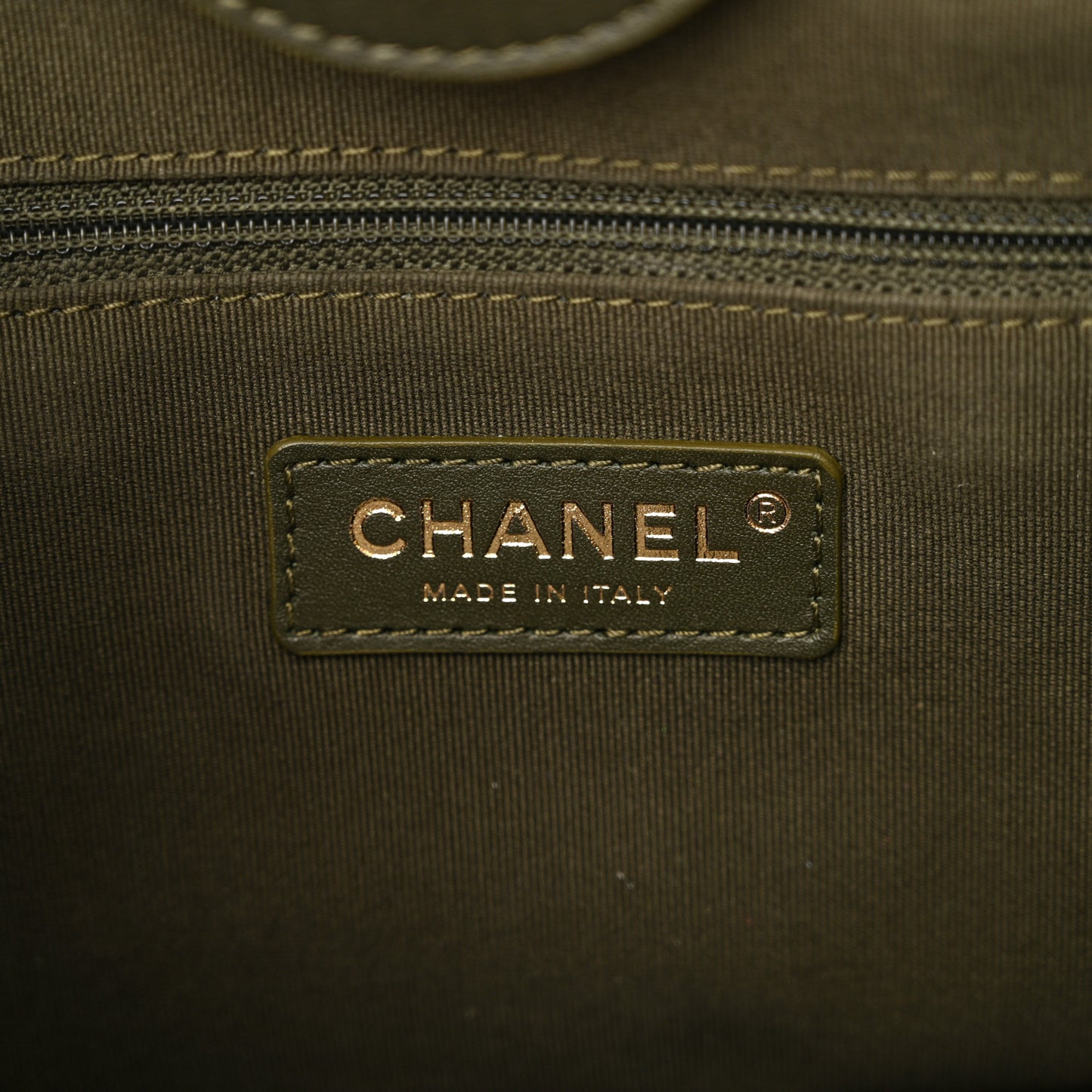 Calfskin Small Deauville Tote Khaki