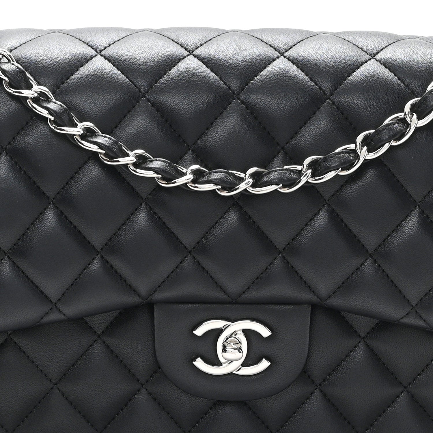 Chanel Lambskin Quilted Jumbo Double Flap Black 8 of 12