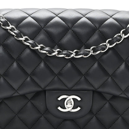 Chanel Lambskin Quilted Jumbo Double Flap Black 8 of 12
