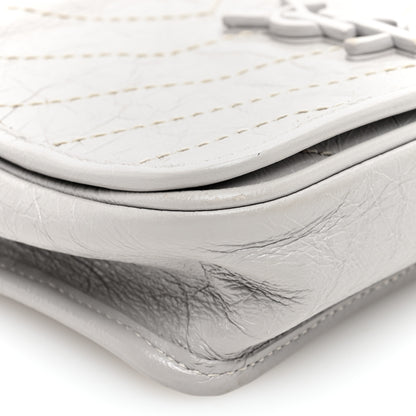 Saint Laurent Crinkled Calfskin Matelasse Monogram Niki Chain Wallet Light Grey 8 of 9