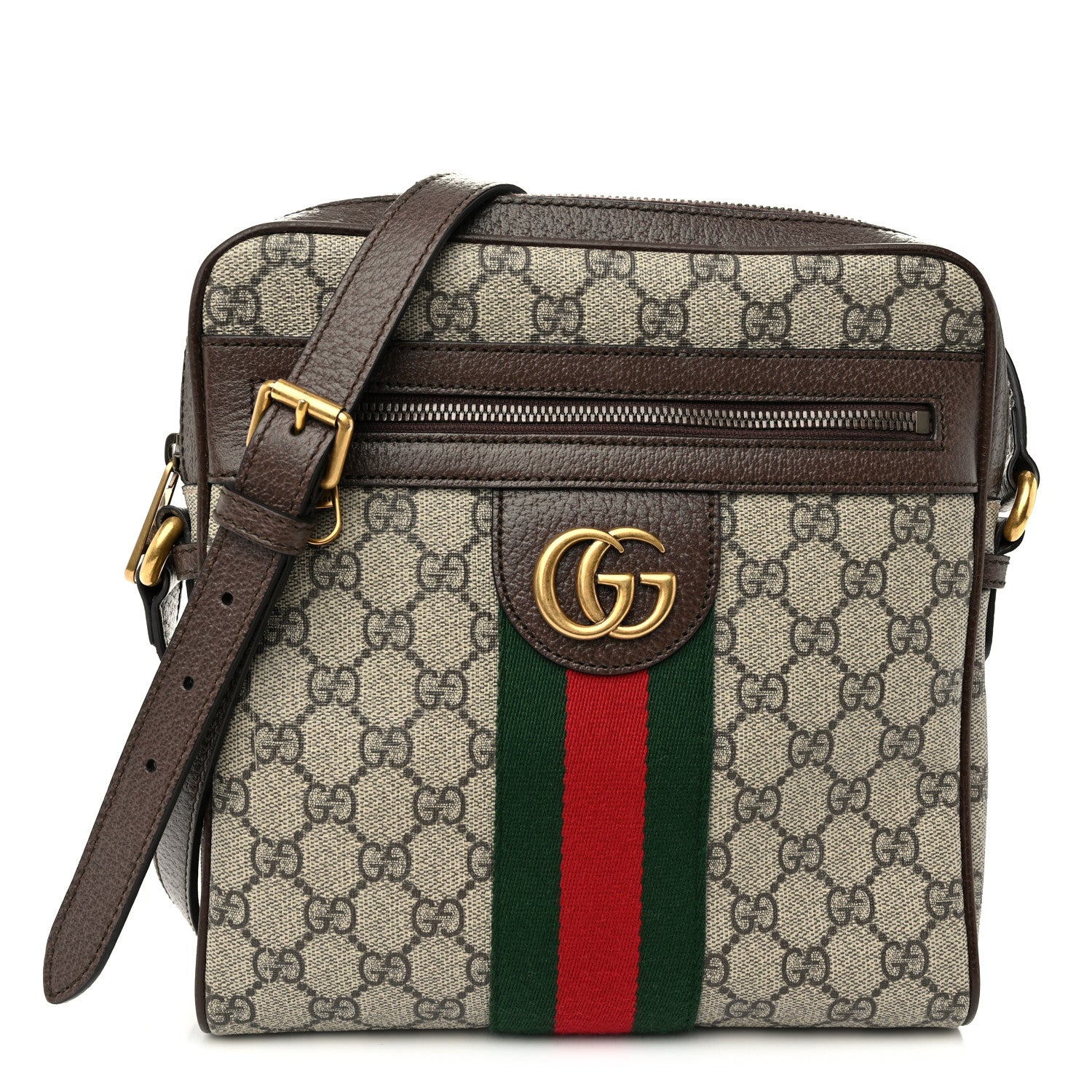 Gucci GG Supreme Monogram Web Small Ophidia Messenger Bag Brown 1 of 10