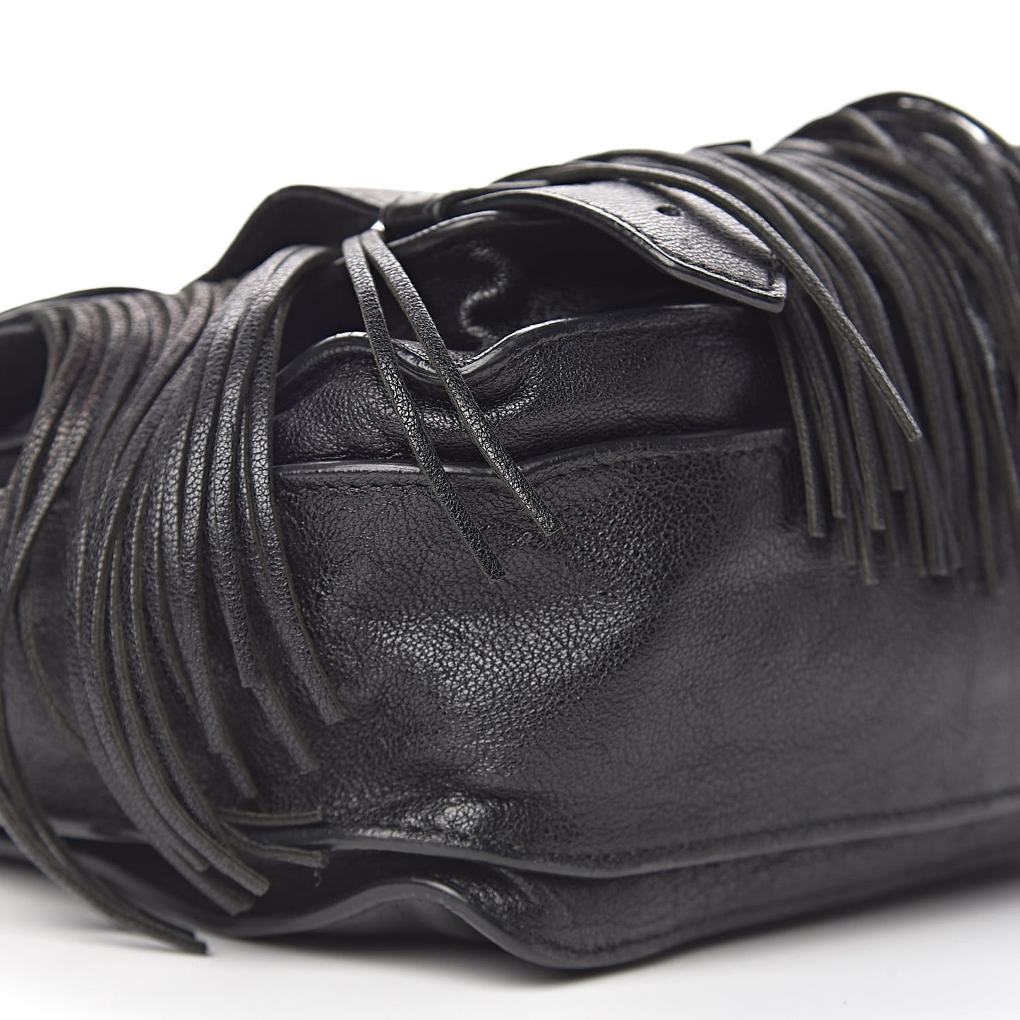 Lambskin Fringe PS1 Crossbody Pouch Black