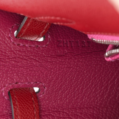 Hermes Madame Calfskin Verso Kelly Sellier 25 Rouge Piment Rose Pourpre 7 of 11