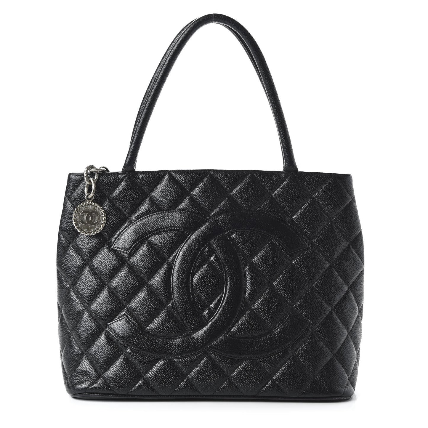 Caviar Quilted Medallion Tote Black
