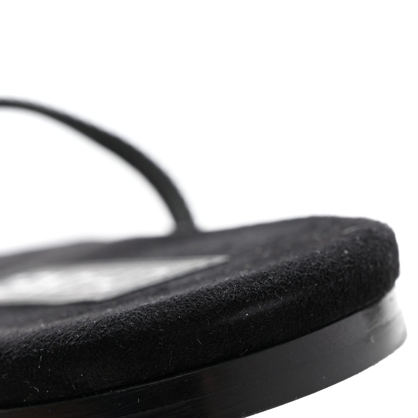 Suede Kidskin Strass CC Thong Sandals 39 Black