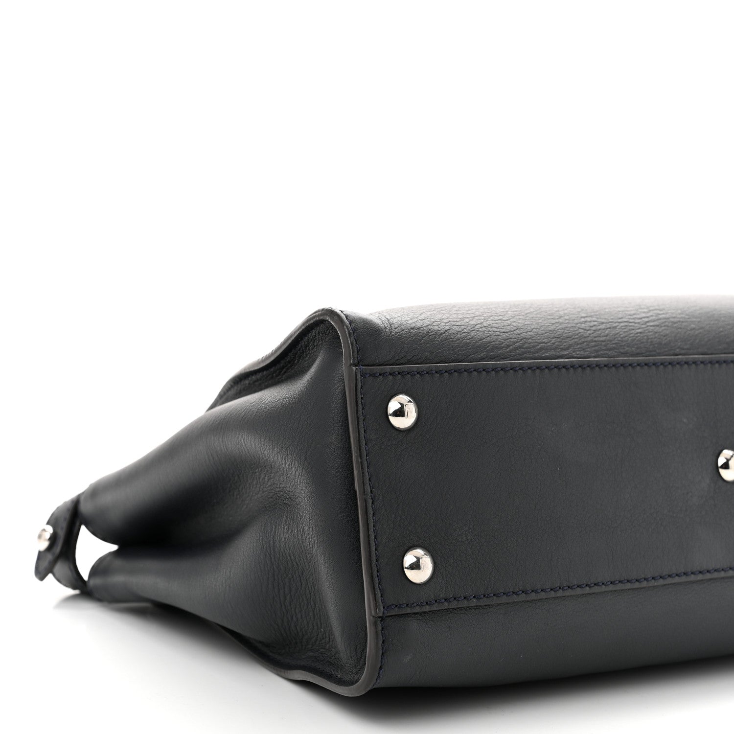 Fendi Vitello Seta Shiny Nappa Medium Peekaboo Iconic Satchel Blue Notte Ardesia 10 of 11