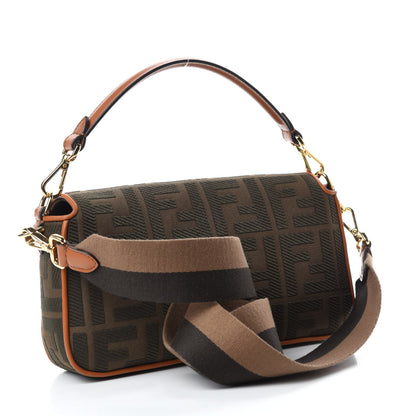 Fendi Canvas Vitello King FF Embroidered Baguette Amazzonia Cuoio 3 of 10