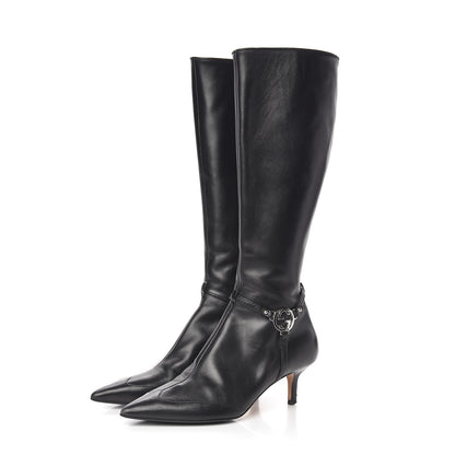 Gucci Calfskin Reins Knee High Boots 37.5 Black 3 of 11