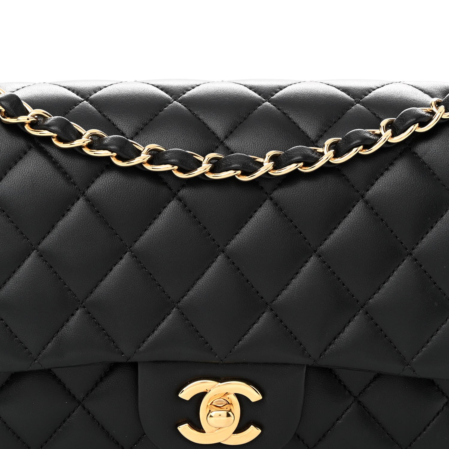 Chanel Lambskin Quilted Medium Double Flap Black 8 of 13