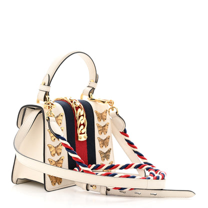 Gucci Calfskin Animal Studs Mini Sylvie Top Handle Bag White 3 of 12
