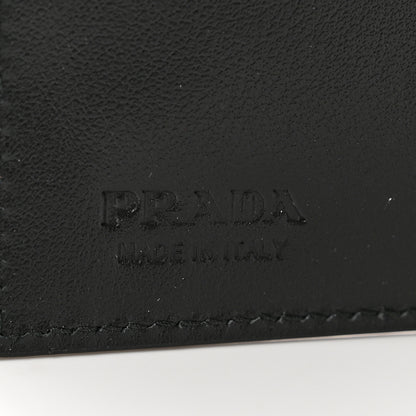Prada Vitello Daino Compact Bi-Fold Zip Wallet Black 6 of 7