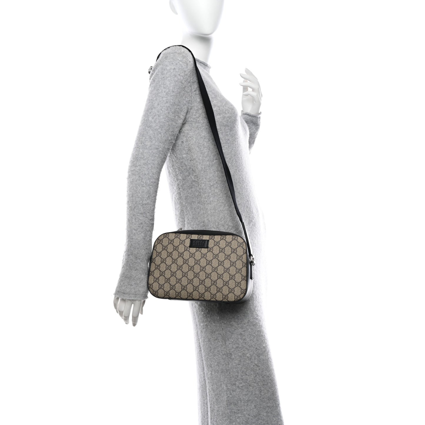 GG Supreme Monogram Camera Bag Beige Black