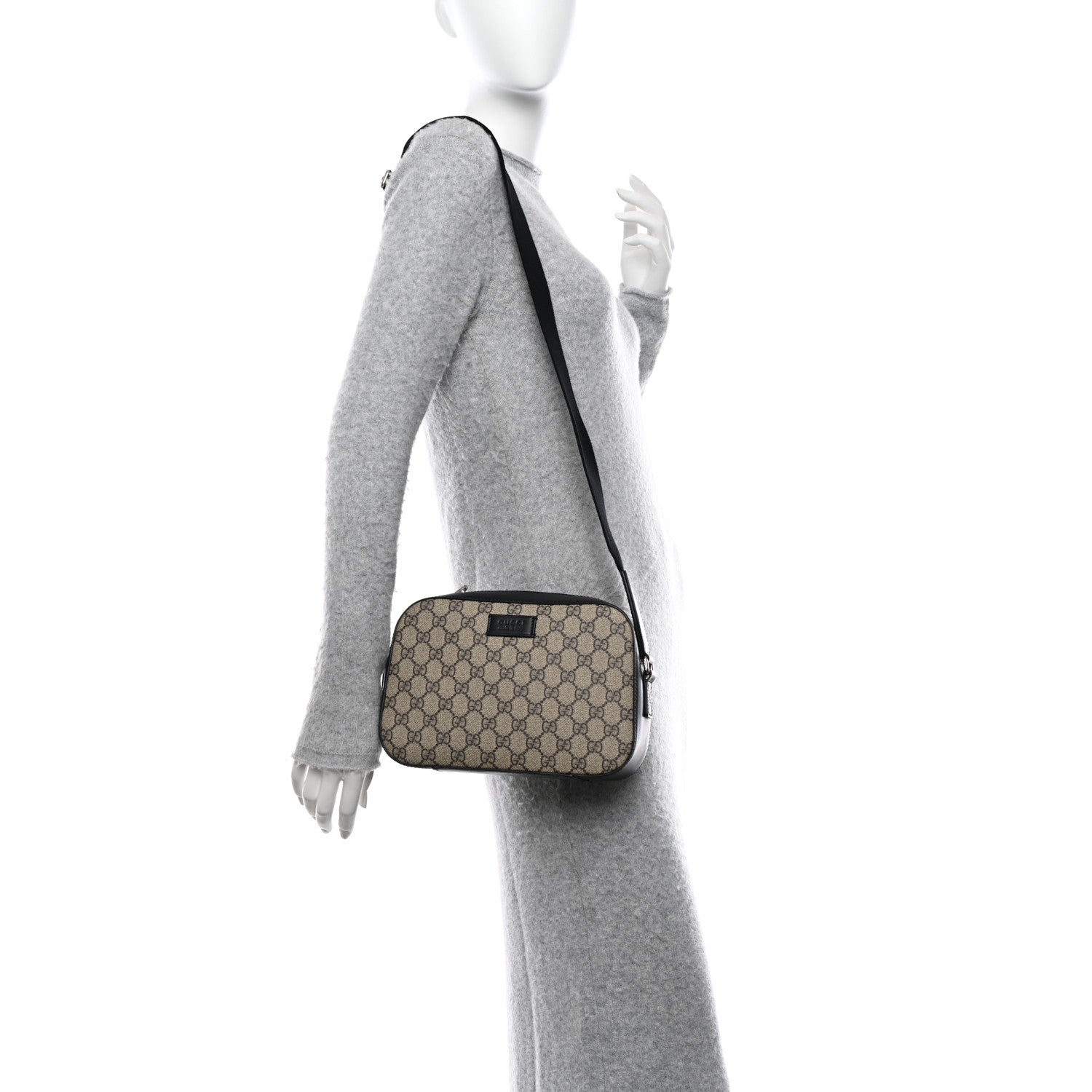 Gucci GG Supreme Monogram Camera Bag Beige Black 2 of 11