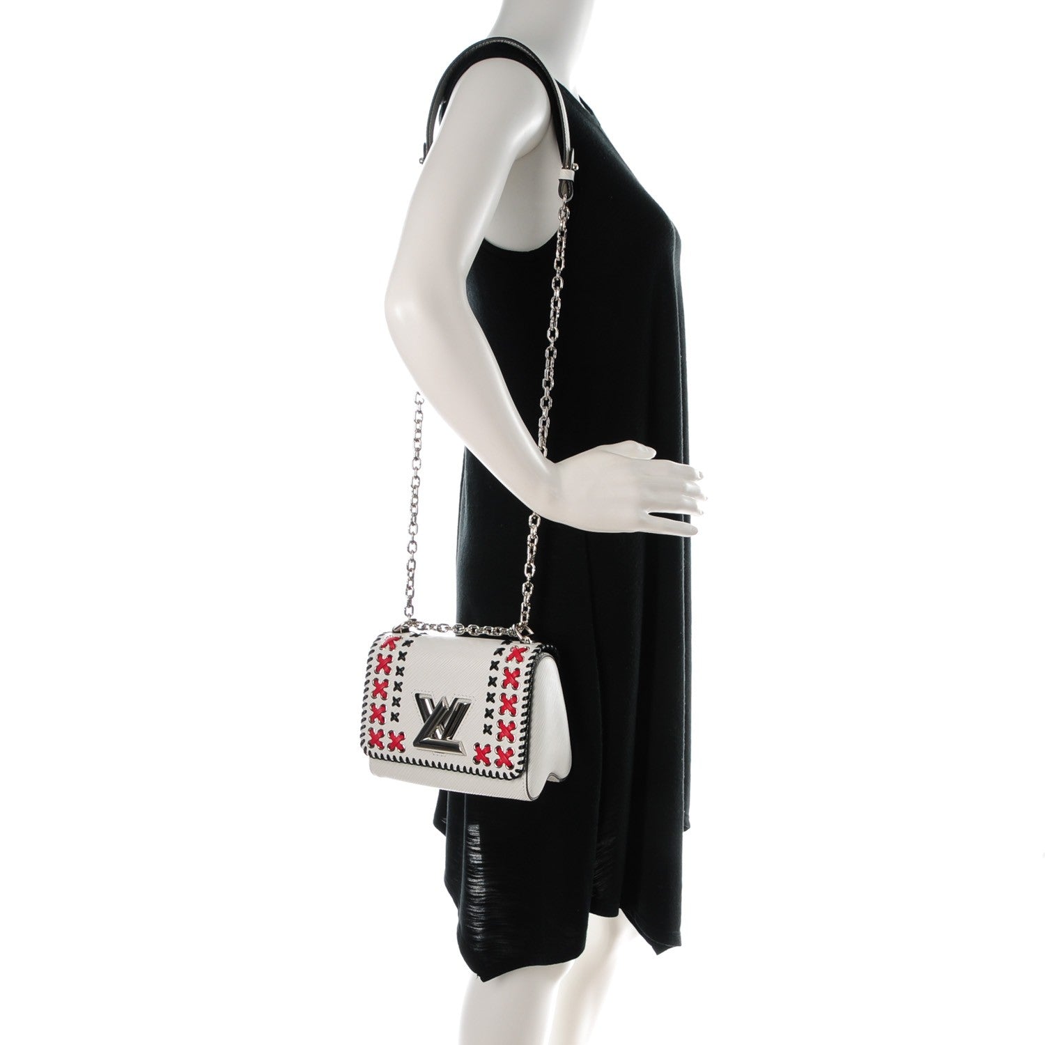 Louis Vuitton Epi Embroidered Twist Shoulder Bag PM White 2 of 7