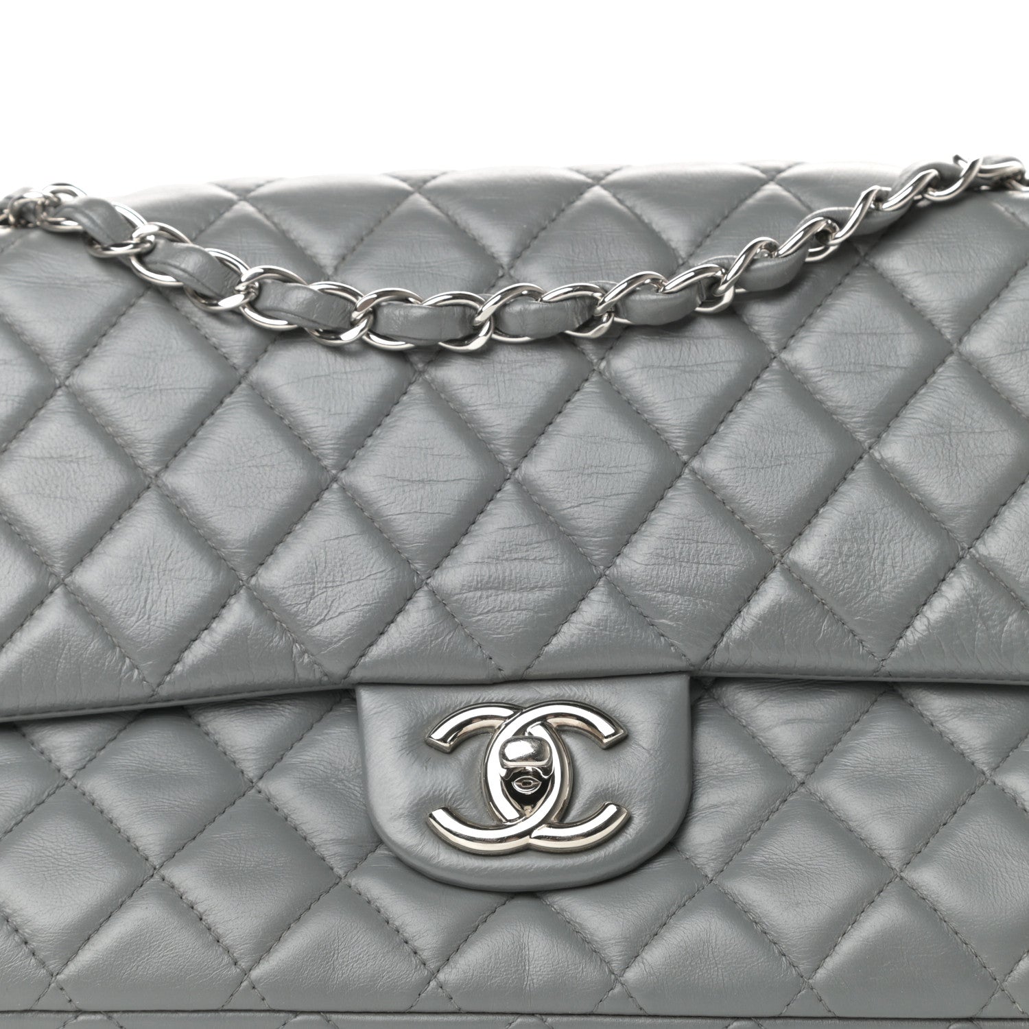 Chanel Lambskin Quilted Medium Double Flap Dark Grey 10 of 10