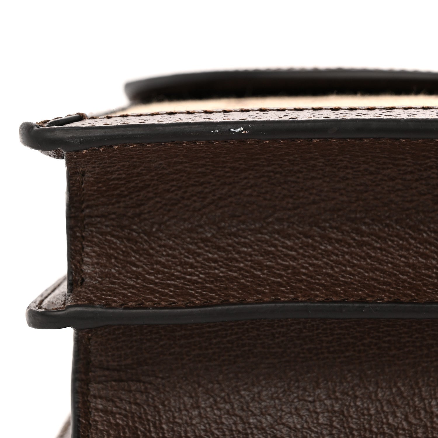 Gucci Monogram Jumbo GG Textured Dollar Calfskin Web Small Ophidia Padlock Top Handle Bag Camel Ebony New Acero 10 of 12