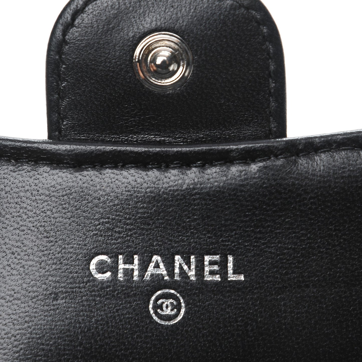Lambskin Quilted Flap Card Holder Black