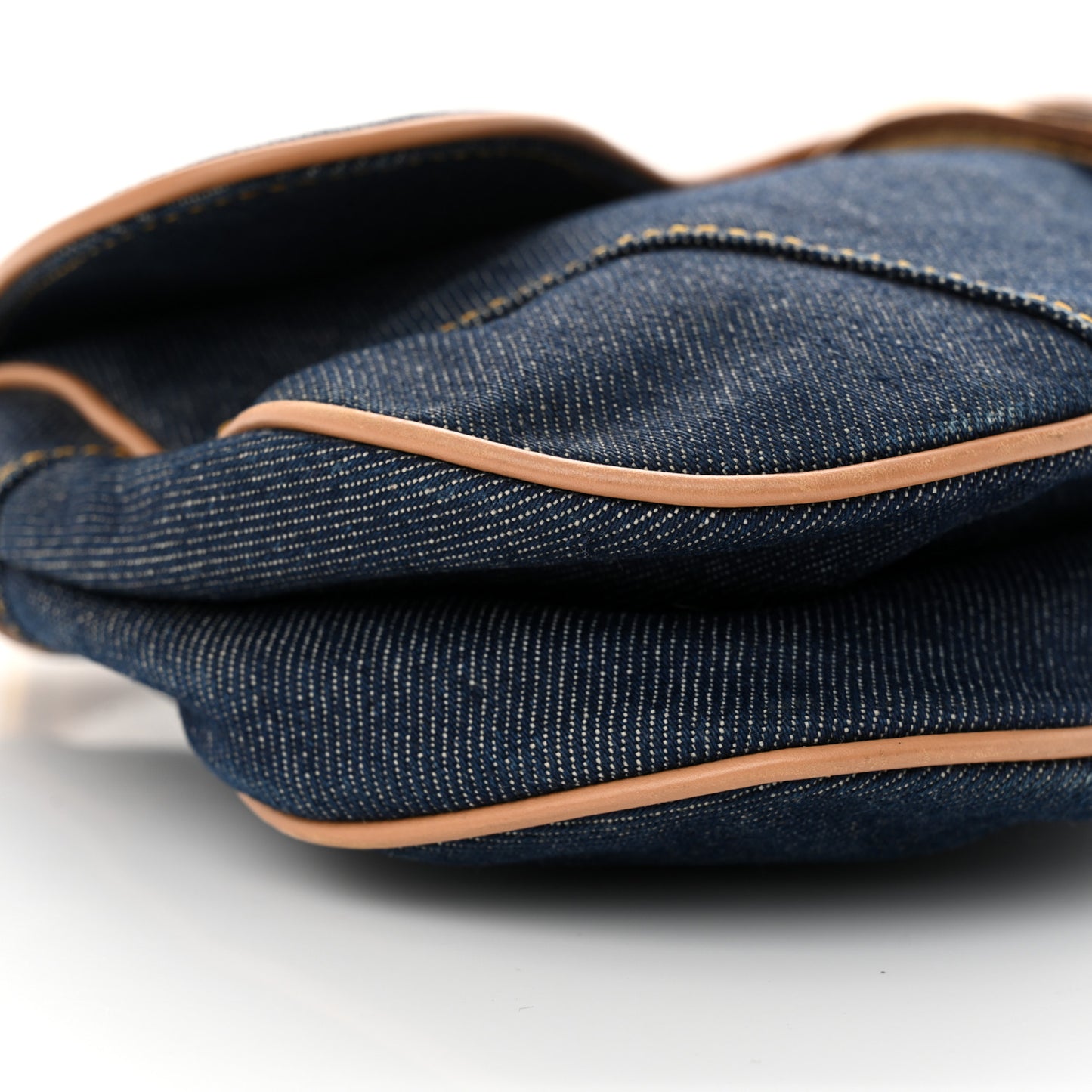 Denim Calfskin Saddle Bag Blue